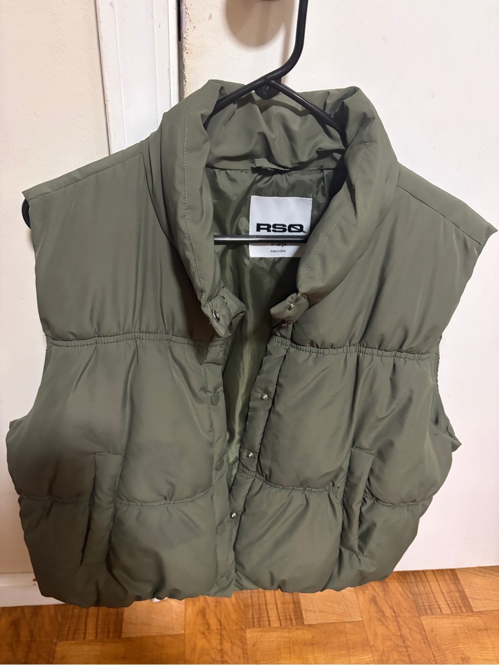 RSQ Olive Green Quilted Puffer Vest